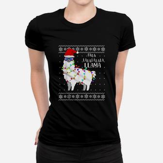 Fa La La Llama Funny Alpaca Christmas Ladies Tee - Seseable
