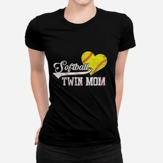 Family Softball Player Gifts Softball Twin Mom Ladies Tee - Seseable