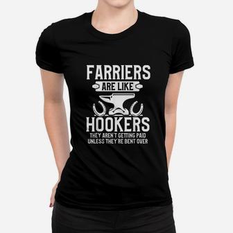 Farrier Bent Horseshoe Hoof Trimming Equine Shoeing Women T-shirt - Seseable