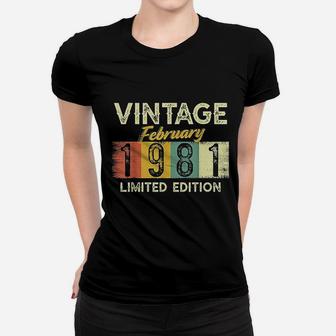 February 1981 Vintage 41 Years Old Retro 41st Birthday Gifts Ladies Tee - Seseable