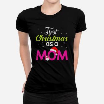 First Christmas As A Mom T-shirt Gift For New Mommy Black Youth B0785gkv41 1 Ladies Tee - Seseable