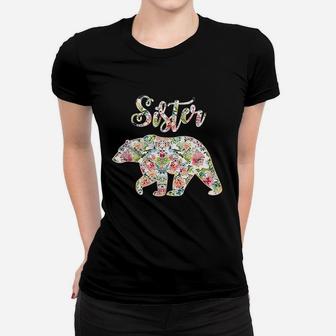 Floral Sister Bear Matching Mom And Daughter Ladies Tee - Seseable
