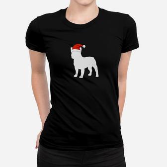French Bulldog Santa Hat Christmas Dog Ladies Tee - Seseable
