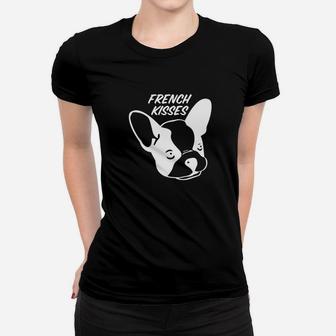 French Bulldog Valentine French Kisses Ladies Tee - Seseable