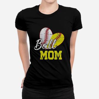Funny Ball Mom Softball Baseball Gifts Ladies Tee - Seseable