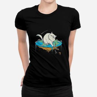 Funny Cat Flat Earth Gift For Cat Lovers Ladies Tee - Seseable