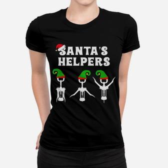 Funny Christmas Wine Tasting Santa Helpers Elf Cute Ladies Tee - Seseable
