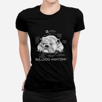 Funny Cute English Bulldog Anatomy Dog Biology Ladies Tee - Seseable