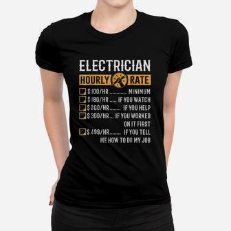 Funny Electrician Gifts Electrician Hourly Rate Ladies Tee - Seseable
