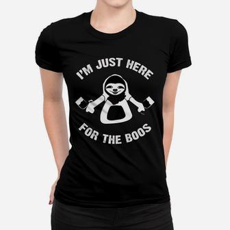 Funny Halloween Wine Sloth Im Just Here For The Boos Ladies Tee - Seseable