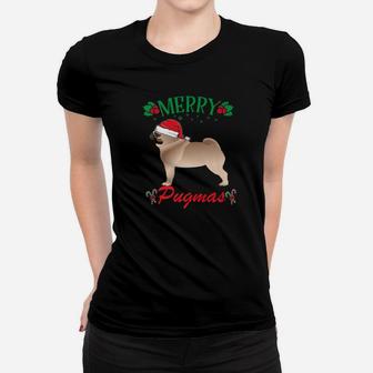 Funny Merry Christmas Pug Dog Lover Pug Shirt Gift Ladies Tee - Seseable