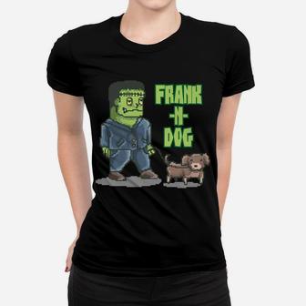 Funny Monster Frank And Dog Walking Ladies Tee - Seseable