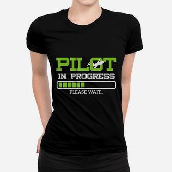 Funny Pilot In Progress Flight Student Gift Idea Ladies Tee - Seseable