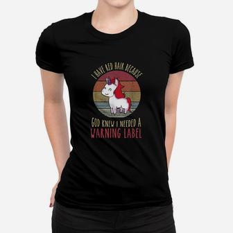 Funny Redhead Quote A Redhead Is Gods Warning Label Ladies Tee - Seseable