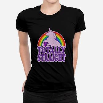 Funny - Totally Straight Unicorn Rainbow Lgbtq Tshirt Ladies Tee - Seseable