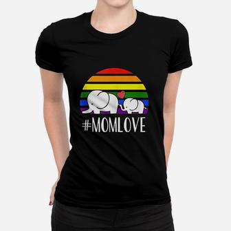 Gay Mom Love Pride Lgbt Rainbow Flag Elephant Gay Mom Gift Ladies Tee - Seseable