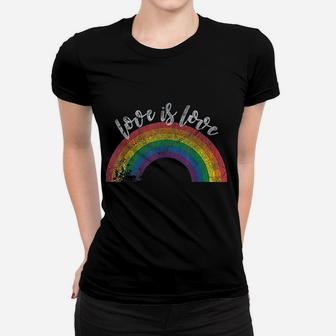 Gay Pride Vintage Rainbow Lgbt Love Is Love Ladies Tee - Seseable