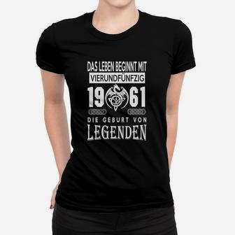 Geburt von Legenden 1961 Schwarzes Frauen Tshirt für 45. Geburtstag - Seseable