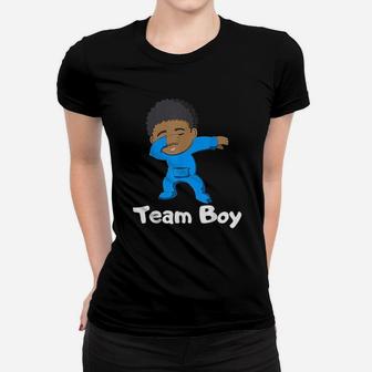 Gender Reveal Party Team Boy Cute Dabbing Black Baby Ladies Tee - Seseable