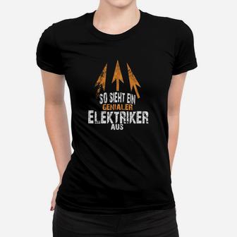 Genialer Elektriker Aufdruck Schwarzes Frauen Tshirt, Berufsmode für Elektriker - Seseable