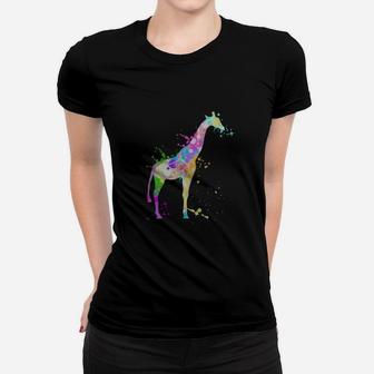 Giraffe Tshirt, Watercolor Love Giraffe Paint Tee Shirt Women T-shirt - Seseable