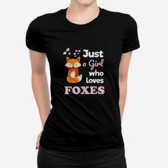 Girls Fox Gift Just A Girl Who Loves Foxes Ladies Tee - Seseable