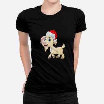 Goat Santa Hat Christmas Funny Xmas Gifts Ladies Tee - Seseable