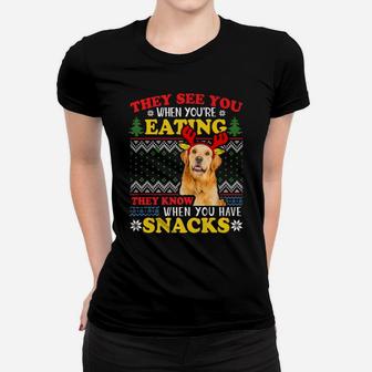 Golden Retriever Ugly Christmas When You Have Snacks Ladies Tee - Seseable
