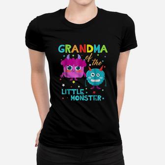 Grandma Of The Little Monster Birthday Family Monster Ladies Tee - Seseable