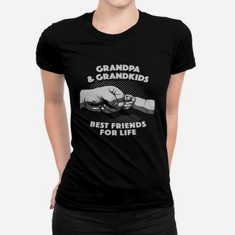 Grandpa And Grandkids Best Friends Life Fist Bump T-shirt Ladies Tee - Seseable