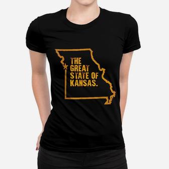 Great State Of Kansas Vintage Missouri Map Funny Ladies Tee - Seseable