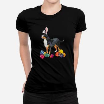 Greater Swiss Mountain Dog Bunny Ear With Egg Easter Easter Ladies Tee - Seseable