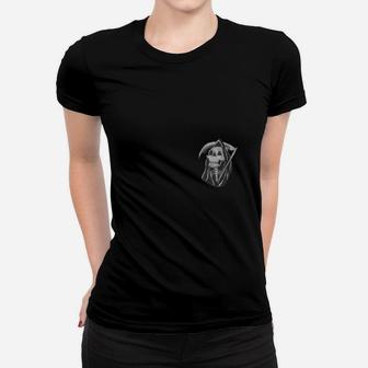 Grim Reaper Schwarz Frauen Tshirt, Grafikdruck Tee für Gothic Style - Seseable