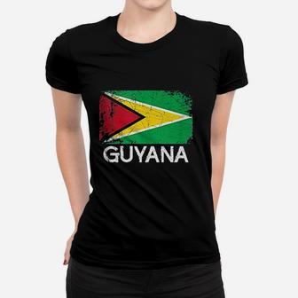 Guyanese Flag Design | Vintage Made In Guyana Gift Ladies Tee - Seseable