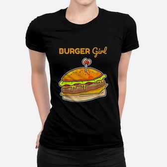 Hamburger Cheeseburger Burger Girl Funny Fast Food Ladies Tee - Seseable