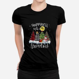 Happiness Is Being A Grandma Merry Christmas Snowman Ladies Tee - Seseable