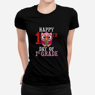 Happy 100th Day Of First Grade Owl Cute Teacher Student Girl Ladies Tee - Seseable