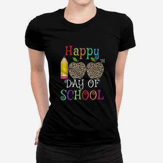 Happy 100th Day Of School Leopard Print Gift Teacher Student Ladies Tee - Seseable