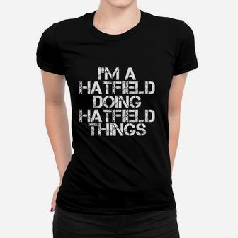 Hatfield Funny Surname Family Tree Birthday Reunion Ladies Tee - Seseable