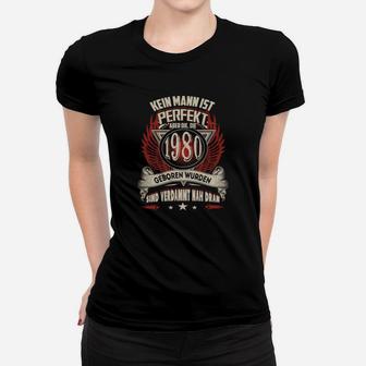 Herren Frauen Tshirt 1980 Geboren, Perfekter Mann Spruch, Geburtstagsdesign - Seseable