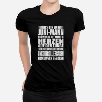 Herz auf der Zunge Schwarzes Frauen Tshirt für Männer, Juni Geburtstag - Seseable