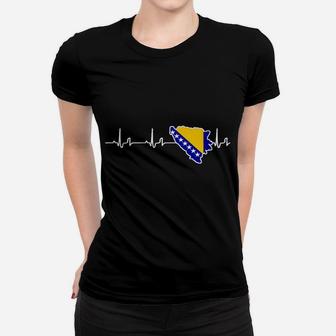Herzschlag Bosnien und Herzegowina Schwarzes Frauen Tshirt, Motiv Tee - Seseable