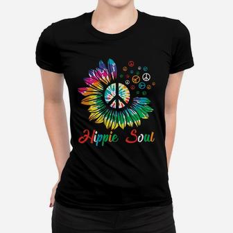 Hippie Soul Tie Dye Sunflower Peace Sign Women T-shirt - Seseable