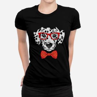 Hipster Dog Dalmatian Wearing Glasses Ladies Tee - Seseable
