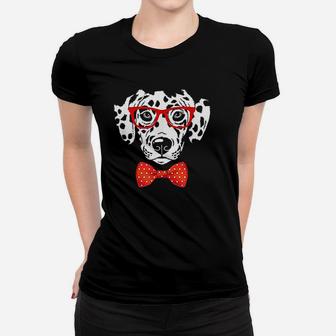 Hipster Dog Dalmatian Wearing Glasses Ladies Tee - Seseable