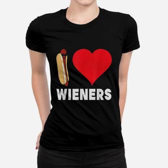 Hot Dog I Love Wieners Heart Ladies Tee - Seseable