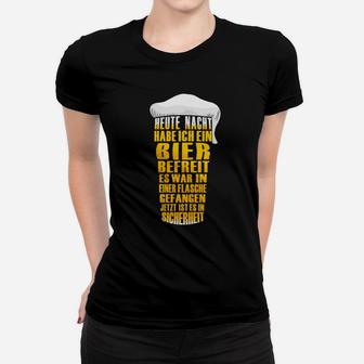 Humorvolles Bierfreunde Frauen Tshirt Bier befreit Spruch, Schwarz - Seseable