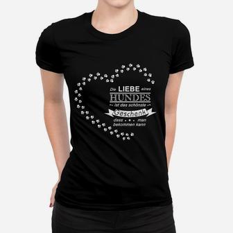 Hunde-Liebe Frauen Tshirt mit Pfotenherz, Spruch für Hundebesitzer - Seseable