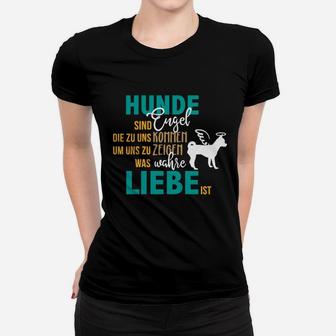 Hunde sind Engel Frauen Tshirt, Spruch mit Pfotenabdruck Design - Seseable