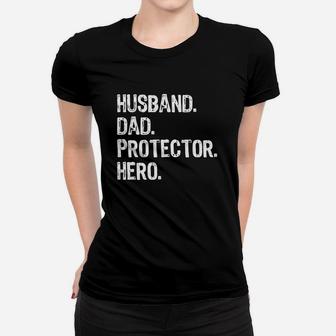 Husband Dad Protector Hero Family Love Matching Ladies Tee - Seseable